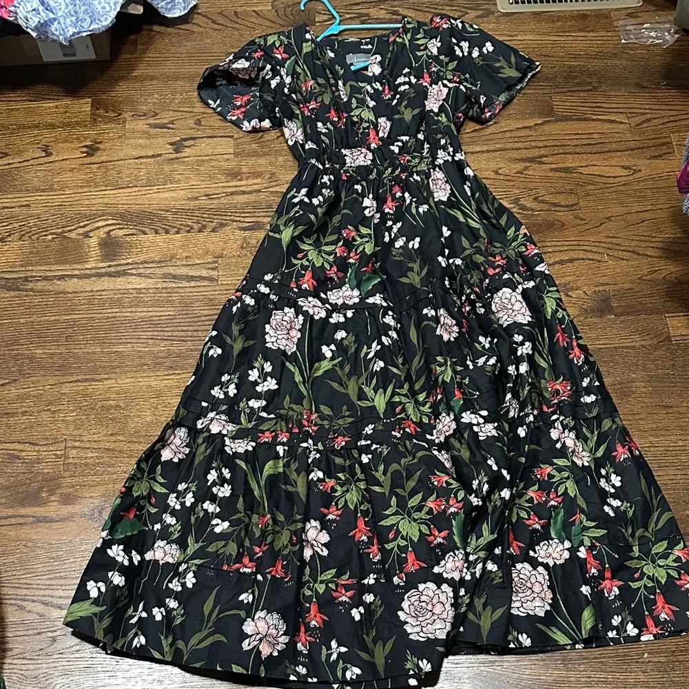 Anthropologie Black and Red Floral Maxi Dress - Picture 2 of 6